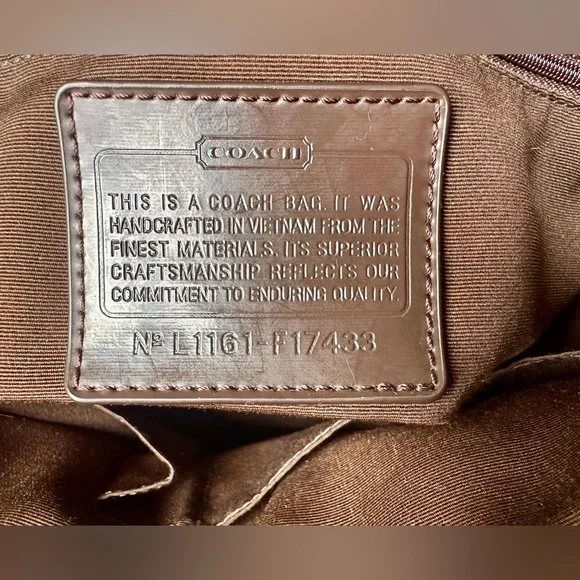 Coach Signature Monogram Khaki/Brown Stripe Tote/Shoulder Bag - Picture 8 of 11